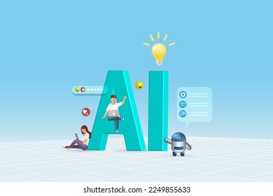 Chat GPT. Smart Ai chat bot communicate with human natural languages and emotional providing smart information and solving task. 3D vector.