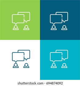 Chat green and blue material color minimal icon or logo design