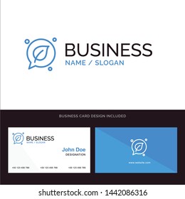 Chat, Green, Leaf, Save Blue Business logo and Business Card Template. Front and Back Design