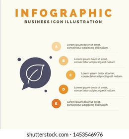 Chat, Green, Leaf, Save Solid Icon Infographics 5 Steps Presentation Background