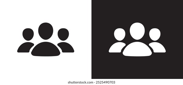 Chat group icon, Simple Flat icon of chat group, communities icon on social media, social media application icon on black and white background in vector shape.