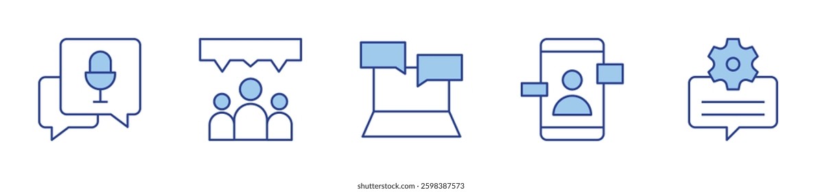 chat, group chat, online chat, smartphone, message. Chat Icon vector illustration. Line Duotone style. Editable stroke.