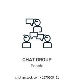 Chat group outline vector icon. Thin line black chat group icon, flat vector simple element illustration from editable people concept isolated stroke on white background