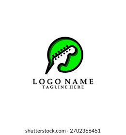Vector de diseño de logotipo de guitarra de chat