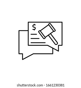 Chat, Hammer, Dollarsymbol. Einfache Vektorillustration, Umrisselemente von Auktionen für i und ux, Website oder mobile Anwendungen