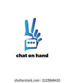 chat in hand, unique chat design with elegant hand drawing peace symbol