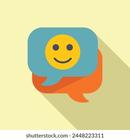 Chat happy advice icon flat vector. Coping skills person. Work resilience reduce