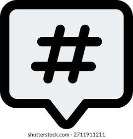 Chat hashtag vector design in modern style, social media conversation and trending message concept, digital communication illustration. Filled Line Icon