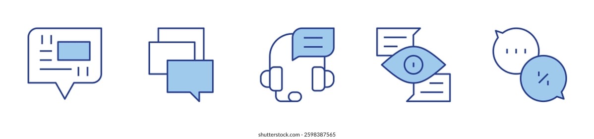 chat, headphones. Chat Icon vector illustration. Line Duotone style. Editable stroke.