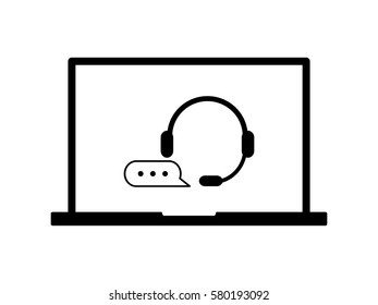 chat headphones, notebook, icon, vector illustration eps10