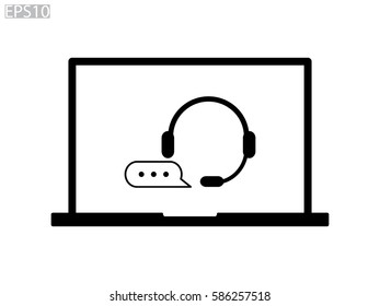 chat headphones, notebook, icon, vector illustration eps10
