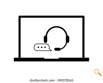 chat headphones, notebook, icon, vector illustration eps10