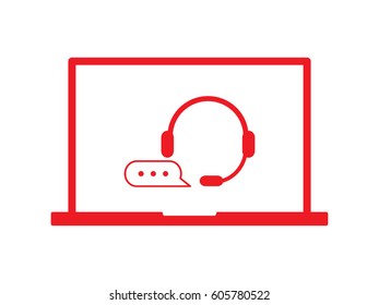 chat headphones, notebook, icon, vector illustration eps10