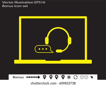 chat headphones, notebook, icon, vector illustration eps10
