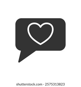 Chat heart glyph icon. Vector illustration
