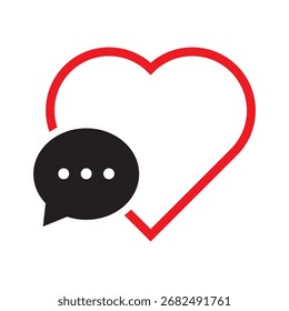 Ilustración vectorial del logotipo del corazón del chat. Chat y el icono del corazón del amor.