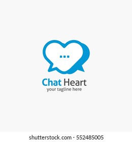 Chat Heart Shape Logo Design Vector Template. Corporate Branding Identity. Flat Design