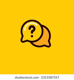 Chat Help Icon Illustration Yellow Editable Color