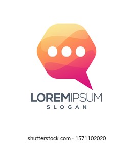 chat hexagon gradient color logo design