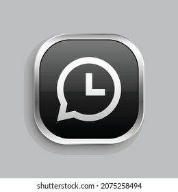 chat history line icon design. Glossy Button style rounded rectangle isolated on gray background. Vector illustration
