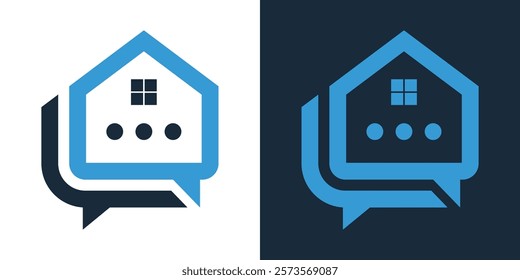 chat home icon logo design abstract vector