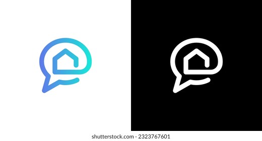 Chat home logo Design, Talk home logo, Chat house logo, icon, vector