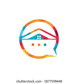 Chat home vector logo design. Online chat house vector logo design concept.