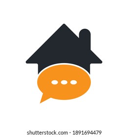 Chat home vector logo design. Speak home logo design template.