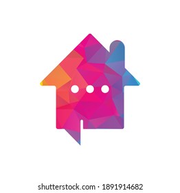 Chat home vector logo design. Speak home logo design template.