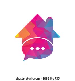 Diseño del logotipo del vector del hogar del chat. Plantilla de diseño del logotipo del hogar.