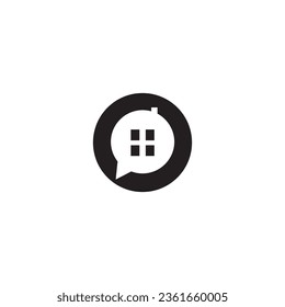 chat house logo design circle abstract vector illustration