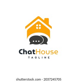 Chat House Logo. With game bubble chat and home icon. Simple, minimalist, and premium logo template