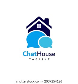Chat House Logo. With game bubble chat and home icon. Simple, minimalist, and premium logo template