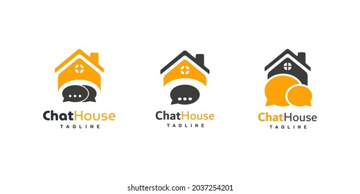 Chat House Logo. With game bubble chat and home icon. Simple, minimalist, and premium logo template