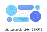 Chat. Human person and bot communication. Machine learning. Scheme, infographic element. Flat illustration. Vector file.