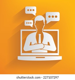 Chat human resource on yellow background,clean vector