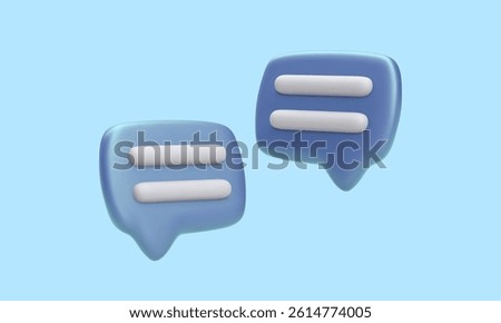 Chat Icon In 3D Style Showing Two Blue Speech Bubbles On Light Background. Perfect For Messaging, Mobile UI, Or Communication Concepts. Clean And Modern Look. Vector Illustration.