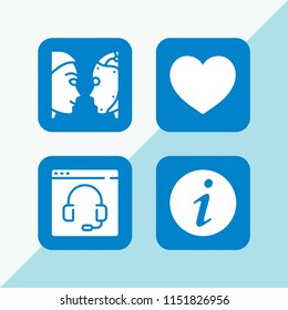 chat icon. 4 chat set with video chat, like, info and turing test vector icons for web and mobile app