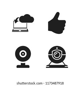 chat icon. 4 chat vector icons set. like, download from the cloud and webcam icons for web and design about chat theme