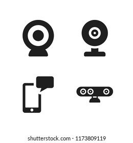 chat icon. 4 chat vector icons set. sms and webcam icons for web and design about chat theme