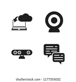 chat icon. 4 chat vector icons set. webcam, download from the cloud and dialog icons for web and design about chat theme