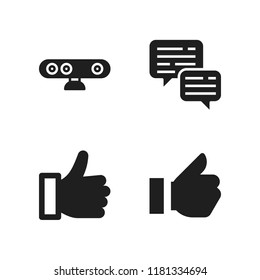 chat icon. 4 chat vector icons set. dialog, like and webcam icons for web and design about chat theme