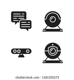 chat icon. 4 chat vector icons set. webcam and dialog icons for web and design about chat theme