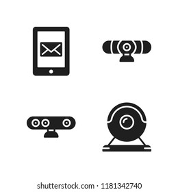 chat icon. 4 chat vector icons set. webcam and message icons for web and design about chat theme