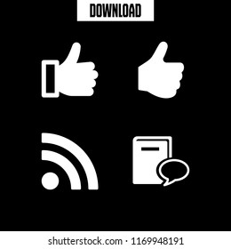chat icon. 4 chat vector set. rss, like and book and speech bubble icons for web and design about chat theme