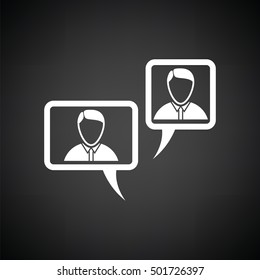 Chat icon. Black background with white. Vector illustration.