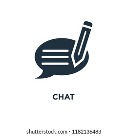Chat icon. Black filled vector illustration. Chat symbol on white background. Can be used in web and mobile.