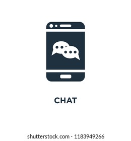 Chat icon. Black filled vector illustration. Chat symbol on white background. Can be used in web and mobile.