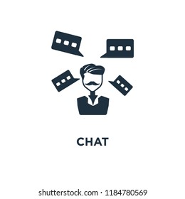 Chat icon. Black filled vector illustration. Chat symbol on white background. Can be used in web and mobile.