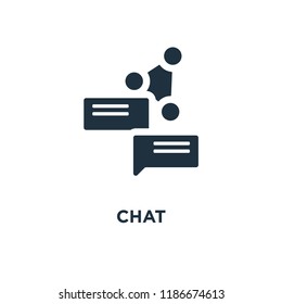 Chat icon. Black filled vector illustration. Chat symbol on white background. Can be used in web and mobile.